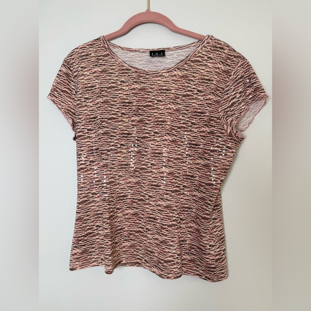 INC International Concepts Women's Multicolor Short Sleeve Top